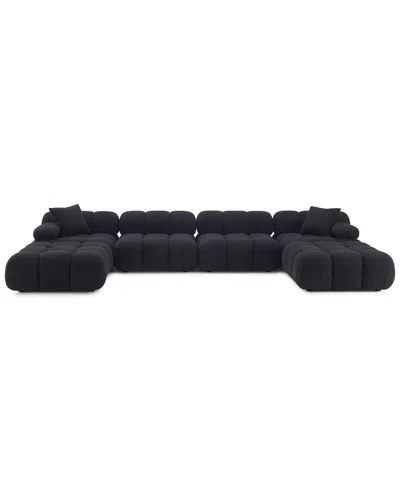 Tov Furniture Calliope Vegan Shearling 6pc Modular U-sectional In Black