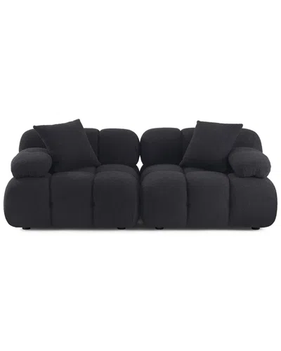 Tov Furniture Calliope Vegan Shearling Modular Loveseat In Black