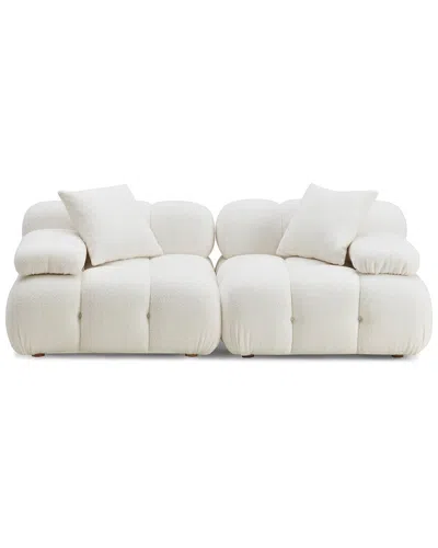 Tov Furniture Calliope Vegan Shearling Modular Loveseat In White