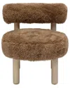 Tov Furniture Carmel Dark Taupe Vegan Shearling Accent Chair In Brown