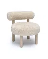 Tov Furniture Carmel Natural Vegan Shearling Accent Chair In White