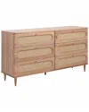 Tov Carmen Cane 6 Drawer Dresser In Grey