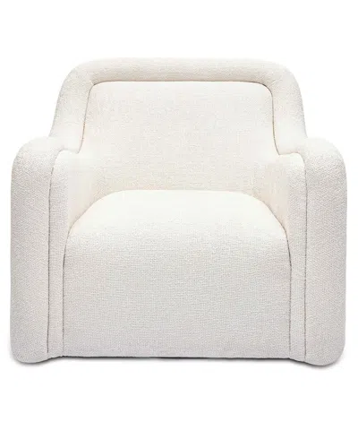 Tov Furniture Charli Cream Basketweave Chenille Swivel Chair
