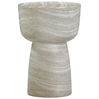 Tov Furniture Charra 14" Wide Faux Travertine Indoor/outdoor Side Table