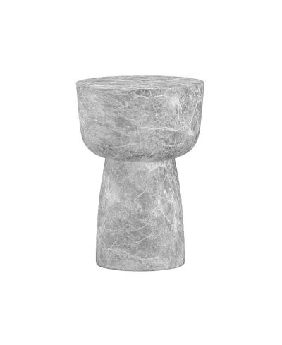 Tov Furniture Charra Marble Indoor/outdoor Side Table In Gray