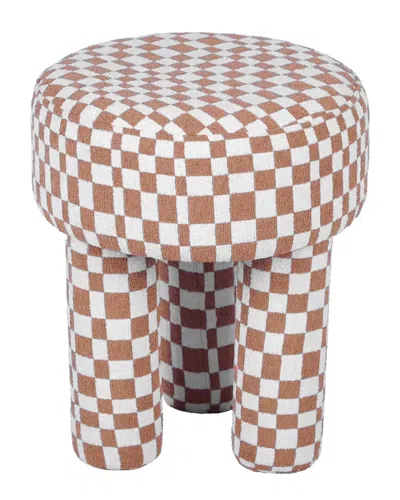 Tov Furniture Claire Checkered Boucle Stool In Brown
