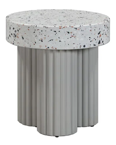 Tov Furniture Clover Faux Indoor/outdoor Round Side Table In Gray