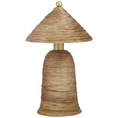 Tov Furniture Coco Natural Coconut Fiber Pointed Table Lamp In Brown