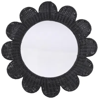 Tov Furniture Coralie Black Rattan Round Mirror