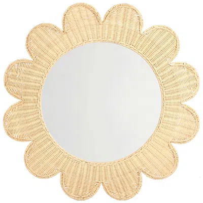 Tov Furniture Coralie Natural Rattan Round Mirror In Nude