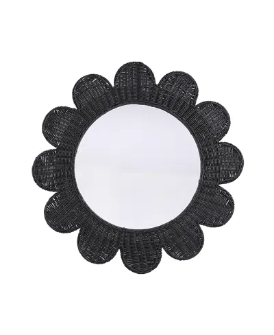 Tov Furniture Coralie Rattan Round Mirror In Black