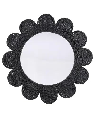Tov Furniture Coralie Rattan Round Mirror In Black
