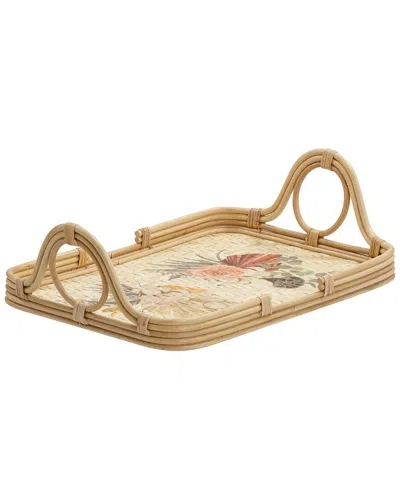 Tov Furniture Corey Floral Bamboo Tray In Brown