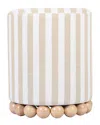 Tov Furniture Dex Beige Striped Linen Ottoman