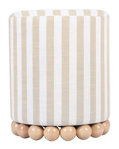 Tov Furniture Dex Beige Striped Linen Ottoman In Multi