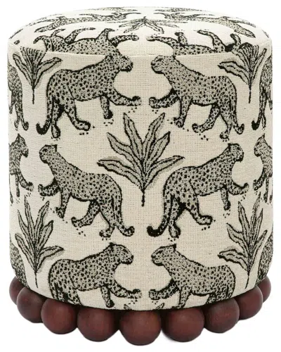 Tov Furniture Dex Leopard Jacquard Ottoman