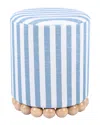 Tov Furniture Dex Striped Linen Ottoman In Blue