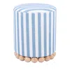 Tov Furniture Dex Striped Linen Ottoman In Blue