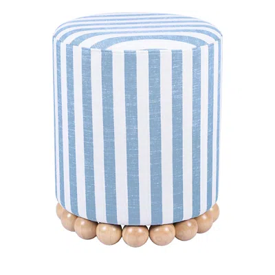 Tov Furniture Dex Striped Linen Ottoman In Blue