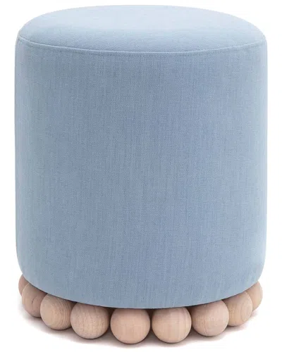 Tov Furniture Dex Upcycled Fabric Ottoman In Blue
