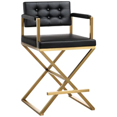 Tov Furniture Director 26" Black Vegan Leather Counter Stool