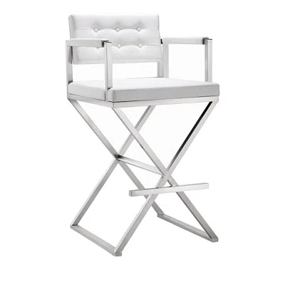 Tov Furniture Director Performance Faux Leather Barstool In Metallic