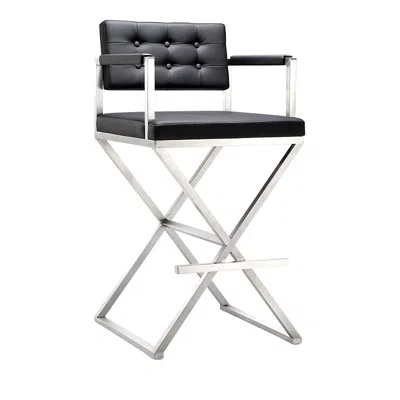 Tov Furniture Director Performance Faux Leather Barstool In Black