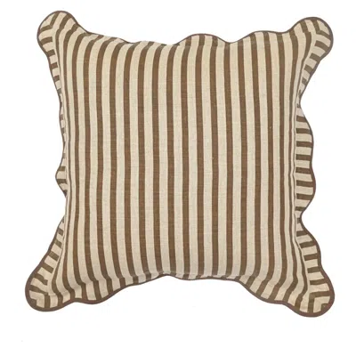 Tov Furniture Earthy Brown Striped Linen Accent Cushion In Multi