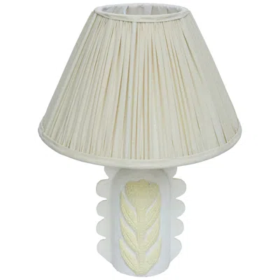 Tov Furniture Edith Scalloped Papier Mache Flower Pleated Table Lamp In White