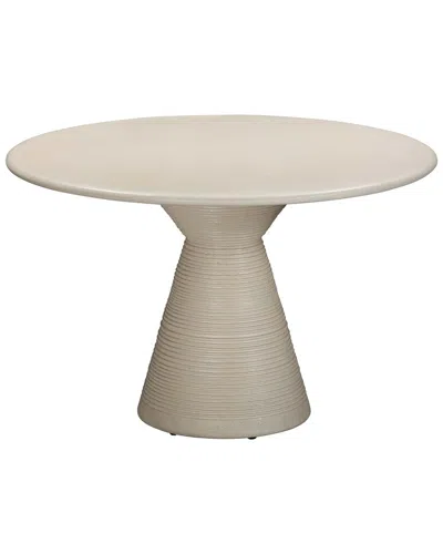 Tov Furniture Fern Textured Faux Plaster Concrete Indoor/outdoor Round Dining Table In Beige