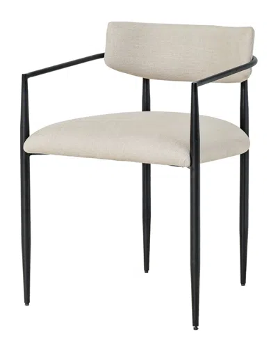 Tov Furniture Forte Forged Iron Upholstered Dining Chair In White