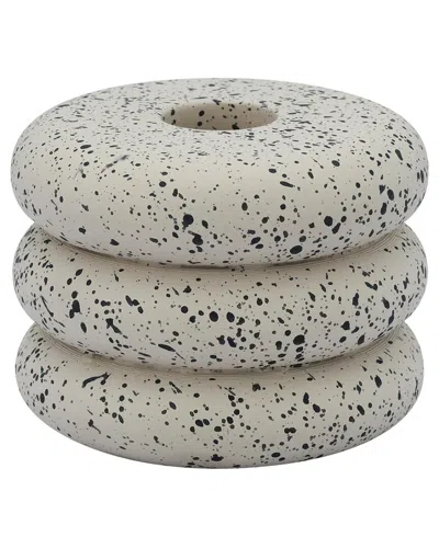 Tov Furniture Gabby Speckled Cream Stacked Candleholder In White