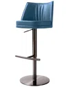 Tov Gala Blue Vegan Leather On Black Adjustable Stool In Blue