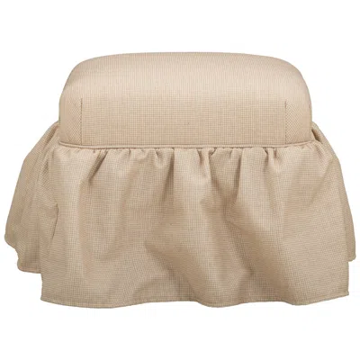Tov Furniture Gertrude Checkered Yellow Linen Ottoman In Neutral