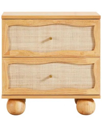 Tov Furniture Grappa Wood & Rattan Wavy Nightstand In Brown