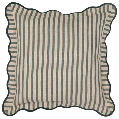 Tov Furniture Green Striped Linen Accent Cushion
