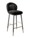Tov Furniture Hailey Velvet Barstool In Grey