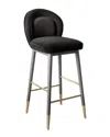 Tov Furniture 1 Pc. Velvet Counter Stool In Grey