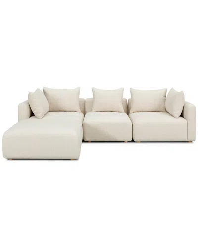 Tov Furniture Hangover Cream Heavy Textured Fabric 4-piece Modular Sectional