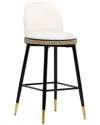 Tov Furniture Harley Velvet Bar Stool In White