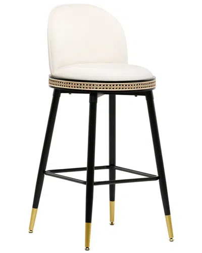 Tov Furniture Harley Velvet Bar Stool In White