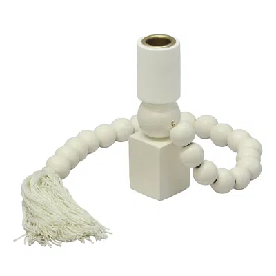 Tov Furniture Harrison Wooden Candlestick In White
