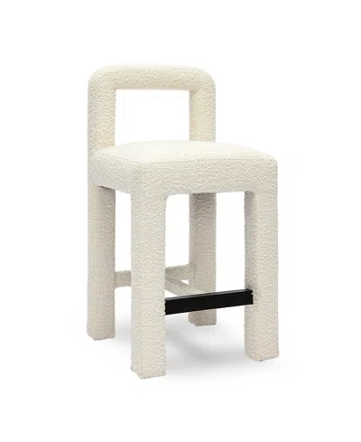 Tov Furniture Hazel Boucle Counter Stool In White