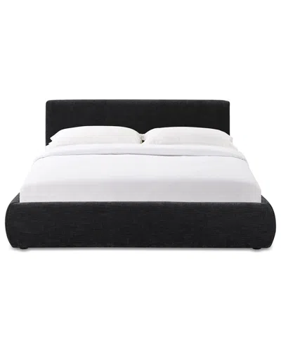 Tov Furniture Isla Charcoal Textured Velvet Queen Bed In Black