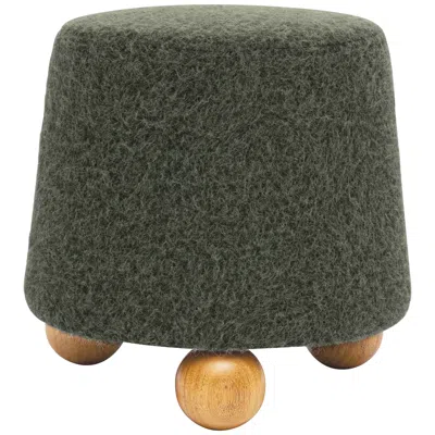 Tov Furniture Jaine Forest Green Loose Mohair Accent Stool