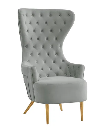 Tov Furniture Jezebel Grey Velvet Wingback Chair By Inspire Me Home Decor