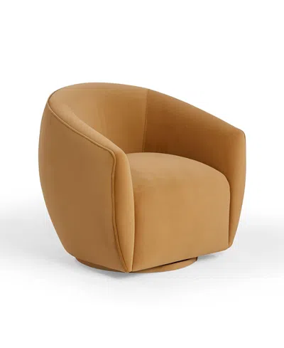 Tov Furniture Jordan Velvet Swivel Chair In Brown