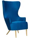 Tov Julia Velvet Wingback Chair In Navy