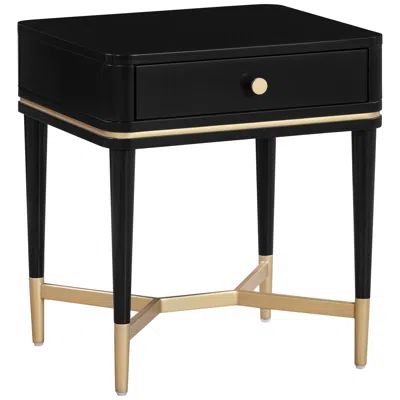 Tov Furniture Julieta 19" Wide Black Wood 1-drawer Nightstand