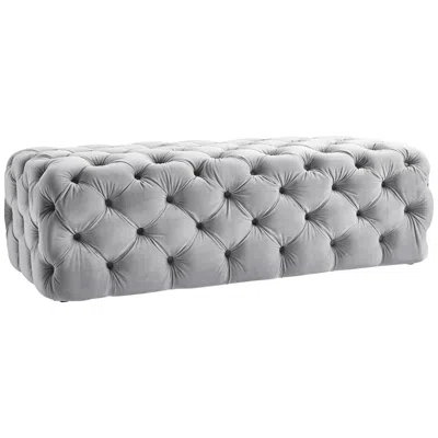 Tov Furniture Kaylee 51 1/4" Jumbo Tufted Gray Velvet Ottoman
